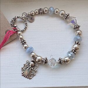 Sterling silver & Swarovski NEW crystal little girls angel bracelet, blue